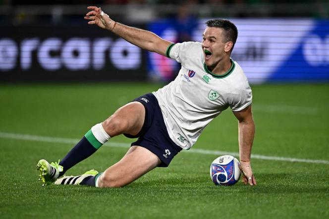 Irish fly-half Jonathan Sexton during the victory of the XV du Trèfle against Tonga in the World Cup group stage, Saturday September 16, at the Beaujoire in Nantes.