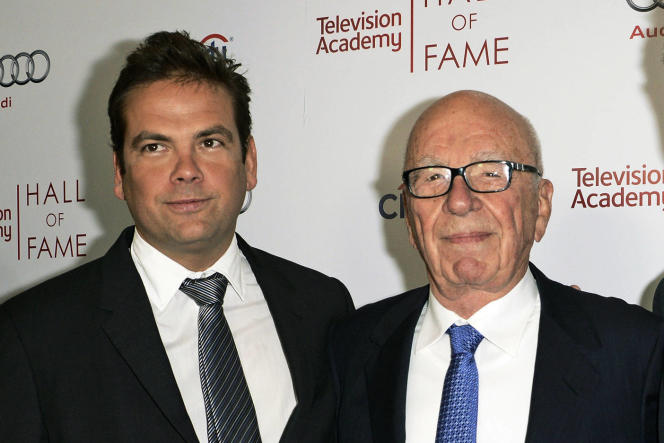 Media mogul Rupert Murdoch (right) and his son Lachlan in Beverly Hills, California, March 11, 2014.