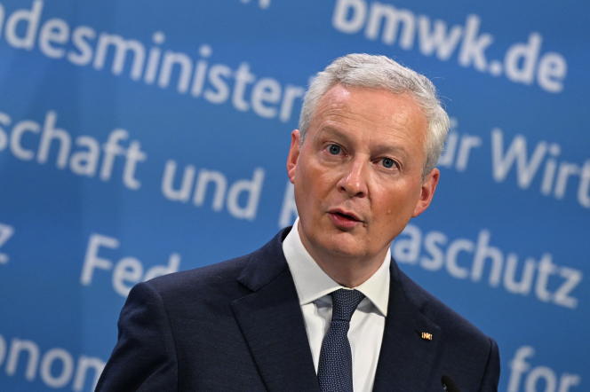 Minister of the Economy Bruno Le Maire, during a joint press conference with the German Minister of the Economy, in Berlin, September 13, 2023.