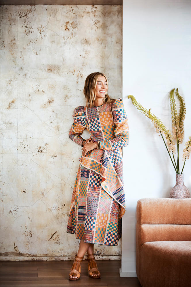 Ulla Johnson in her office in Manhattan, New York, earlier this year, dressed in an ensemble from her Spring 2023 pre-collection. 