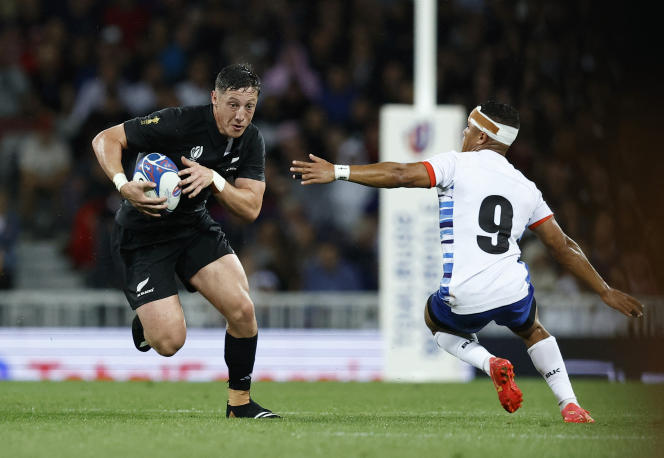 Lively and inspired, scrum half Cam Roigard, named man of the match, delivered a solid performance during his team's victory against Namibia, Friday September 15, 2023, in Toulouse.