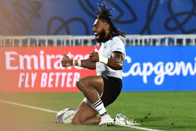 Fijian player Waisea Nayacalevu during the match against Wales, in Bordeaux, September 10, 2023. 