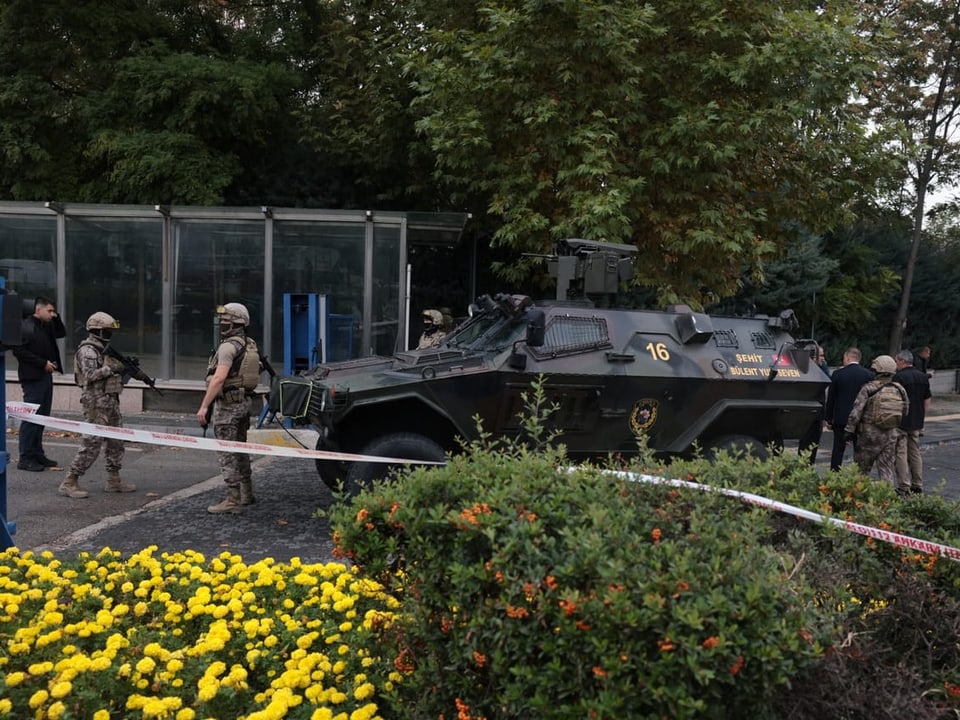 Members of the Turkish police special forces secure an area after an explosion in Ankara.