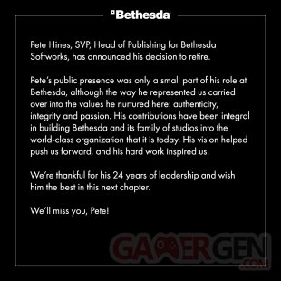 Pete Hines announces retirement Bethesda 16 10 2023
