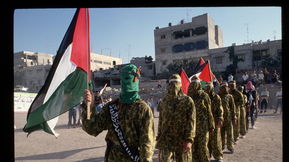 Masked Hamas fighters in a photo from 1993.