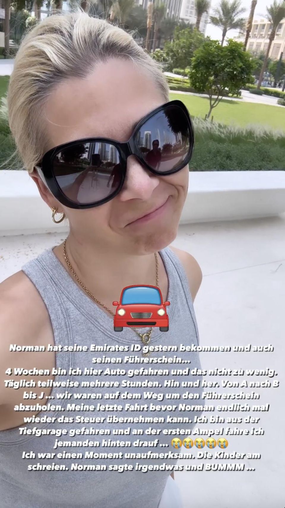 Tanja Szewczenko tells her fans about her car accident.