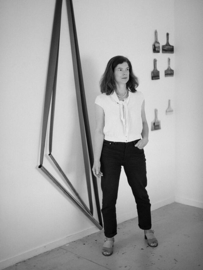 The artist Anne Laure Sacriste, in her studio, in Paris.