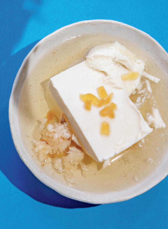 “Arranged” silken tofu: recipe taken from the “Gourmet Manual of Menopause”.