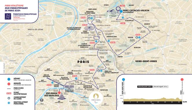 Paralympic marathon route for the Paris 2024 Games.