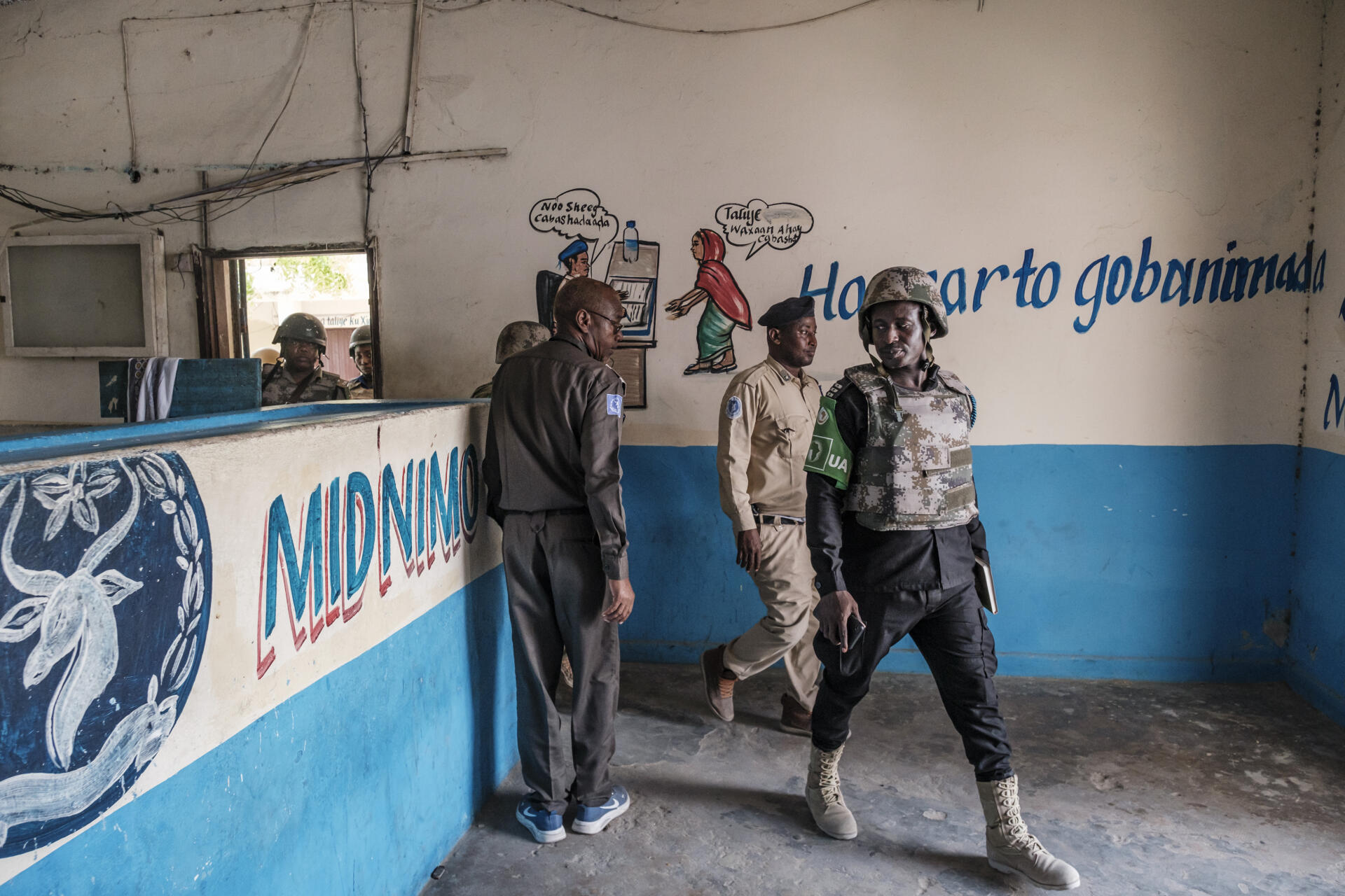 Members of Atmis visit a police station in Mogadishu, October 17, 2023. 