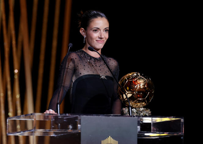 Player Aitana Bonmati, winner of the 2023 Ballon d'or, at the Châtelet theater in Paris on October 30.