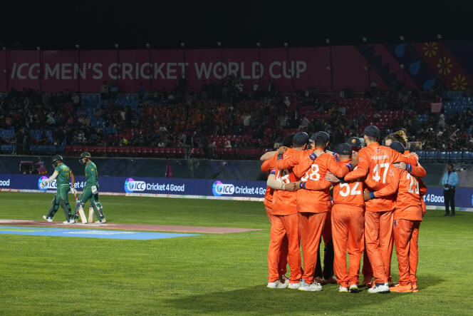 Netherlands faces South Africa in the Cricket World Cup in Dharamsala, India on October 17, 2023. 