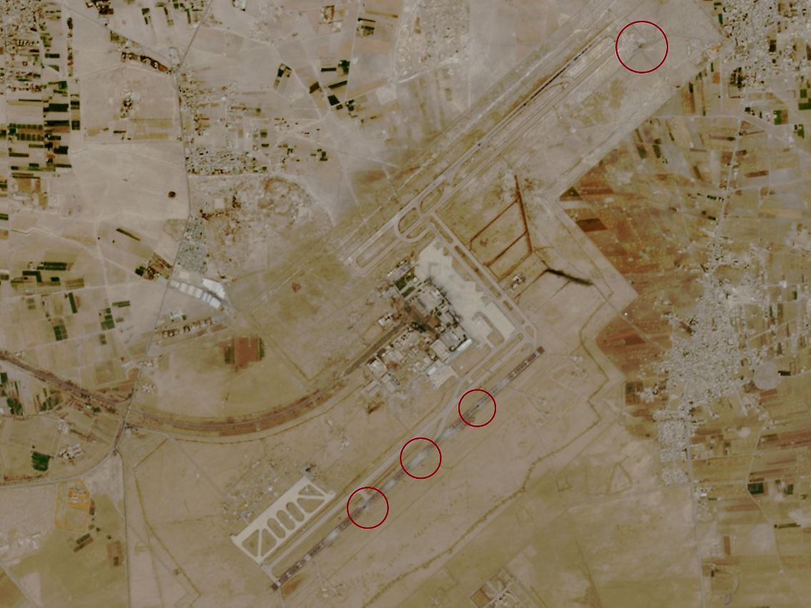 Visible damage (selection) at Damascus Airport: Did Israeli runway crashers hit here?