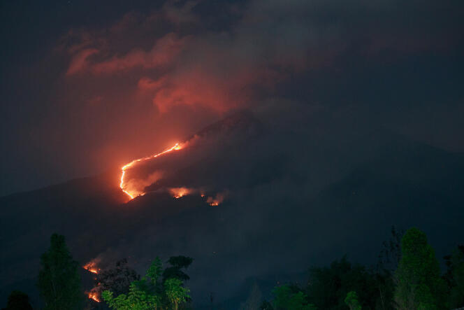 Fire caused by prolonged drought in the Semarang region, central Java island (Indonesia), October 28, 2023.