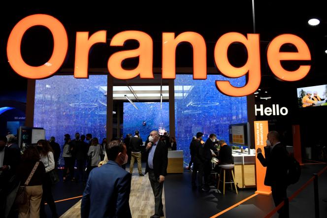 The Orange stand at the Mobile World Congress in Barcelona, ​​Spain, February 28, 2022. 