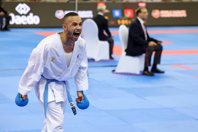 Steven Da Costa, at the Karate world championships, in Budapest (Hungary), October 25, 2023.