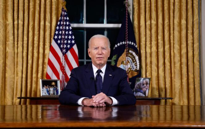 Joe Biden speaks from the Oval Office of the White House, Washington, October 19, 2023.
