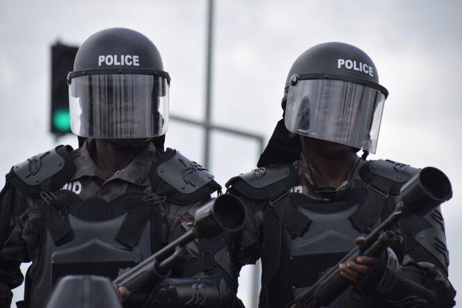 Chadian police officers during a parade in N'Djamena, August 11, 2023.