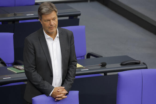 German Federal Minister of Economy Robert Habeck during a debate on the government's hydrogen strategy in the Bundestag, the lower house of the German parliament, September 22, 2023, in Berlin. 