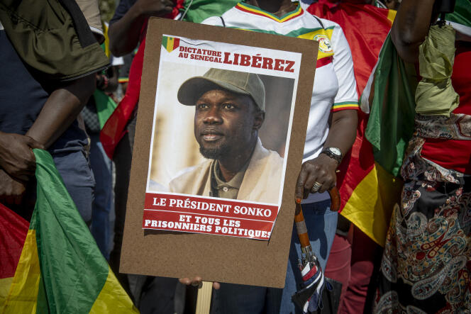 During a demonstration in favor of Senegalese opponent Ousmane Sonko, in Paris, August 19, 2023.
