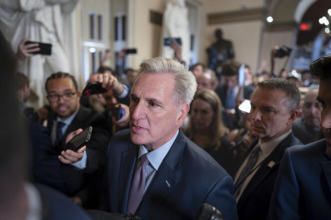 Speaker of the House of Representatives Kevin McCarthy at the Capitol in Washington on October 3, 2023.