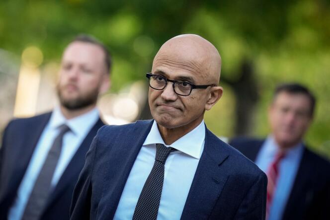 Satya Nadella, CEO of Microsoft, arrives at the federal court in Washington (United States), October 2, 2023.