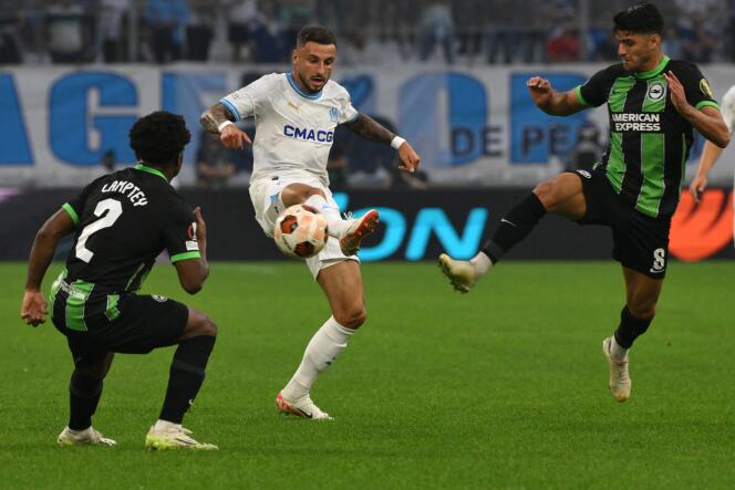 Marseille midfielder Jonathan Clauss during the OM-Brighton match, in the Europa League, at the Stade-Vélodrome, in Marseille, October 5, 2023.