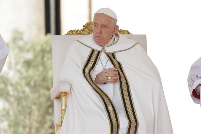 Pope Francis, during a consistory, in Saint Peter's Square in the Vatican, September 30, 2023. 