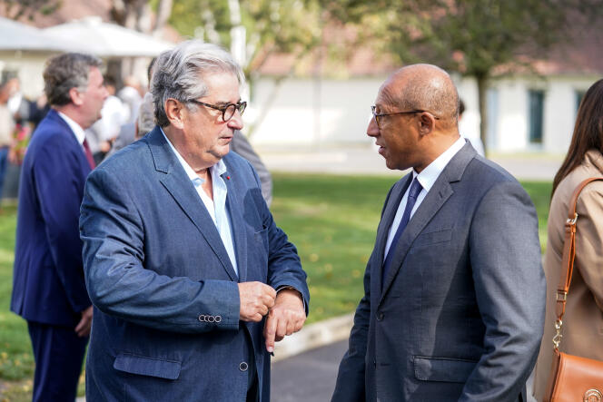 The president of the FFF, Philippe Diallo, and its general director, Jean-François Vilotte, in Clairefontaine (Yvelines), September 5, 2023.