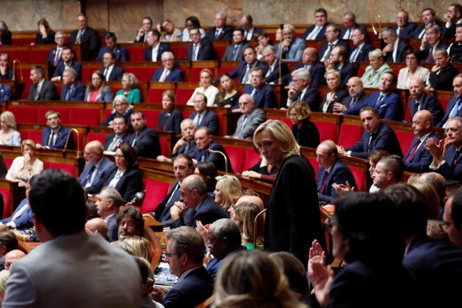 Marine Le Pen during a government questions session, at the National Assembly, October 10, 2023.