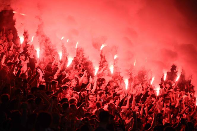 Rennes supporters, during the L1 match at the Roazhon Park stadium in Rennes, October 1, 2023.