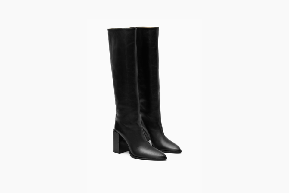 Knee-high leather boots with pointed toe cap from COS