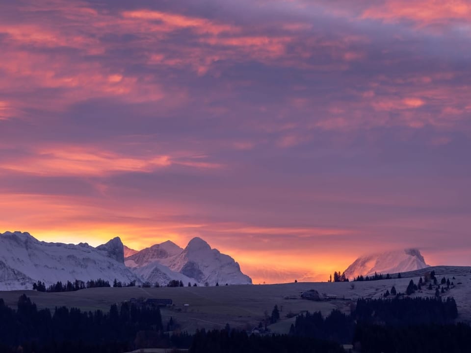 Sunrise over the Bernese Alps.
