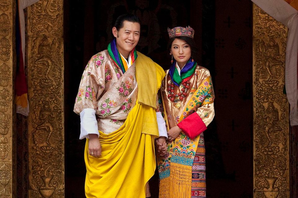 King Jigme of Bhutan and Queen Jetsun on their wedding day.