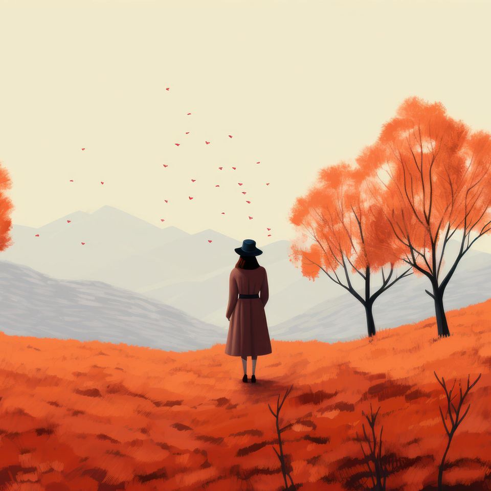 Image of a woman in an autumn landscape