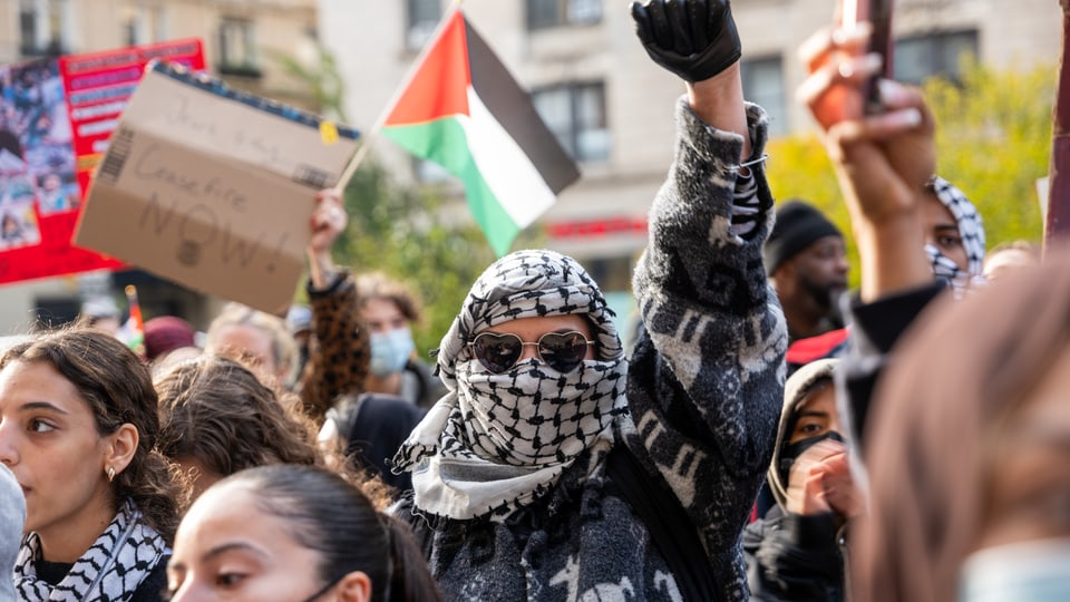 Pro-Palestinian rally on the Columbia University campus in New York (November 15).