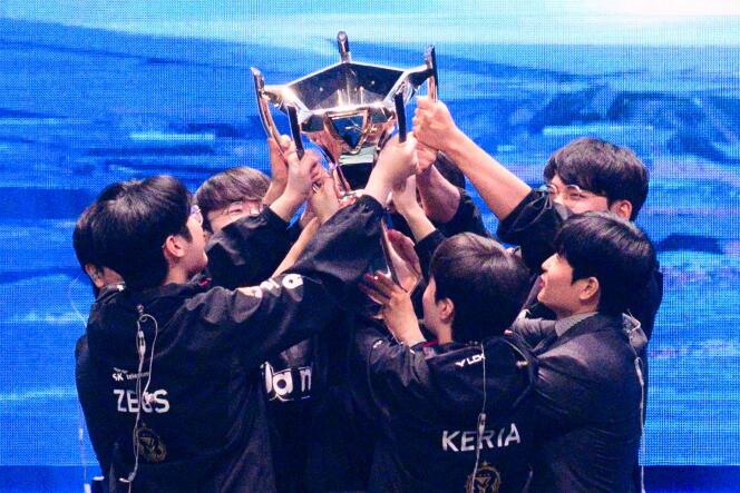 The South Korean T1 team, world champions of “League of Legends”, in Seoul, November 19, 2023.