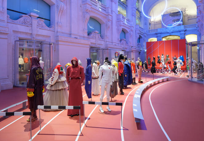 View of the exhibition “Fashion and sport, from one podium to another” at the Museum of Decorative Arts, in Paris.