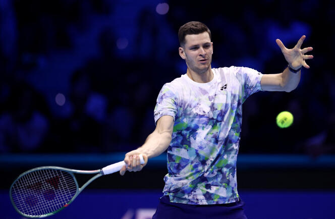 Hubert Hurkacz during an exhibition against Taylor Fritz, at the Masters in Turin (Italy), November 14, 2023.
