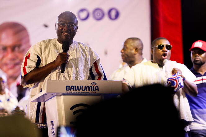 Ghanaian Vice President Mahamudu Bawumia during his victory in the New Patriotic Party (NPP) presidential election primaries in Accra on November 4, 2023.
