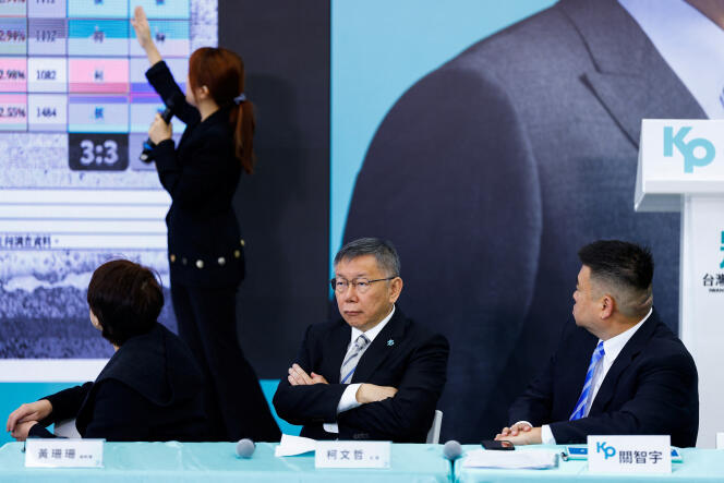The president of the Taiwan People's Party, Ko Wen-je, candidate in favor of a rapprochement with Beijing, during a press conference, November 18, 2023, in Taipei.