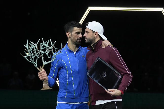 Novak Djokovic and Grigor Dimitrov, Sunday November 5, 2023, in Paris.