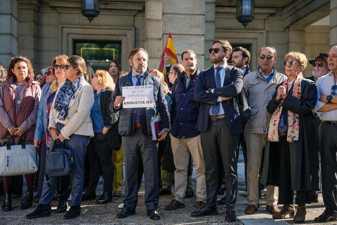 Rally of magistrates against the amnesty agreement of Catalan separatists, in Seville, November 14, 2023.