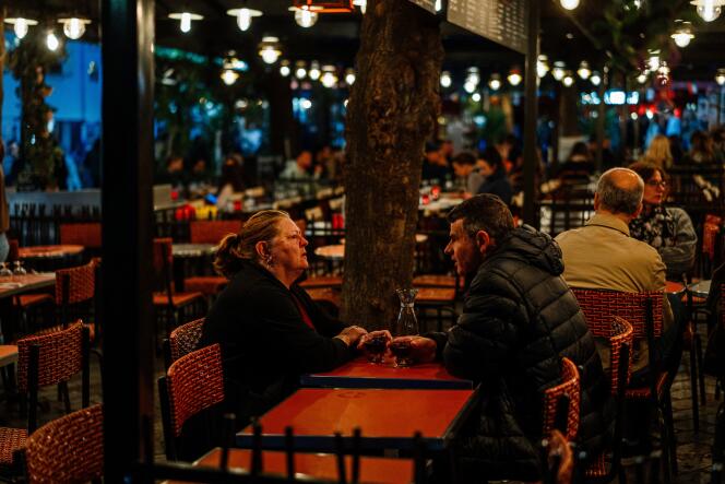 On the terrace of a restaurant on the Butte Montmartre, in Paris, October 15, 2023.