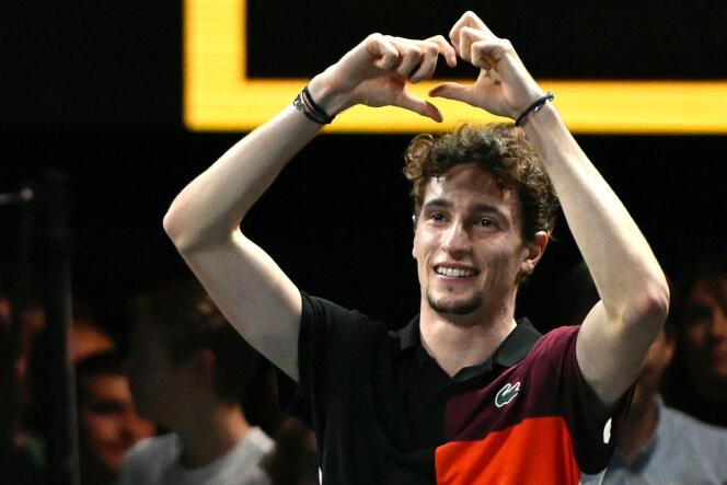 Ugo Humbert after his victory against the Russian Alexander Shevchenko, at the ATP 250 tournament in Metz, November 11, 2023.