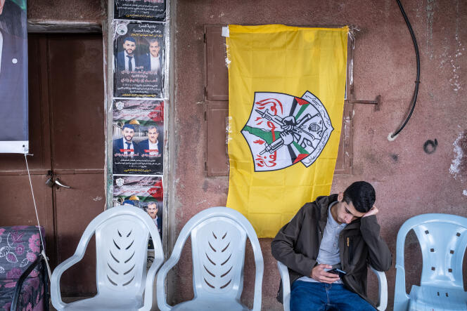 A Fatah flag stuck in the village of Qusra (West Bank), October 19, 2023.