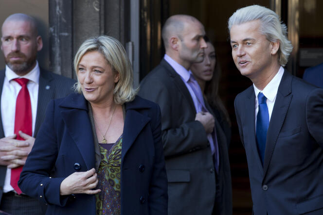 Marine Le Pen and Geert Wilders, November 13, 2013, in The Hague (Netherlands). 