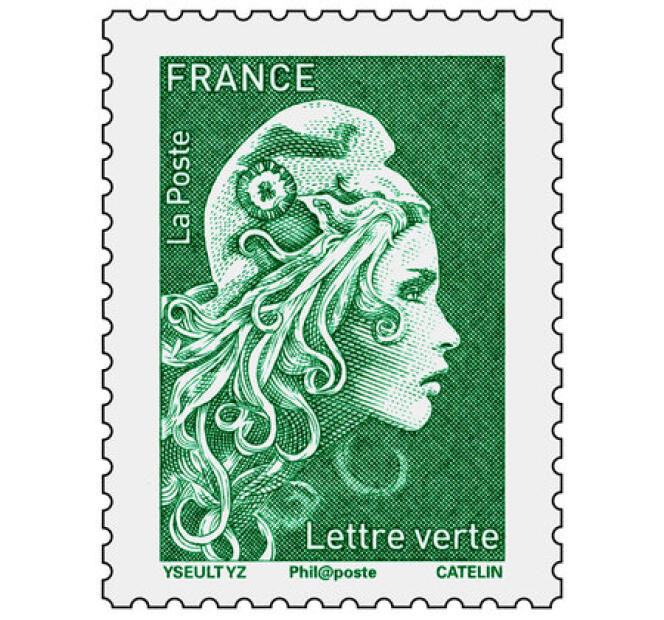 The current stamp in common use with the image of Marianne, unveiled on July 19, 2018 by Emmanuel Macron and put into service on July 23.