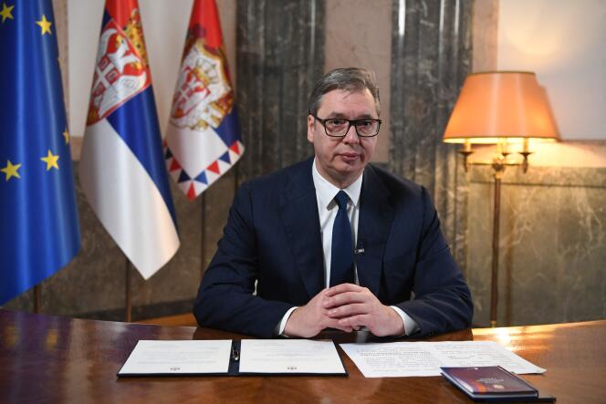 Aleksandar Vucic, on November 1, 2023, after signing the decree to dissolve Parliament and organize early elections in Belgrade.
