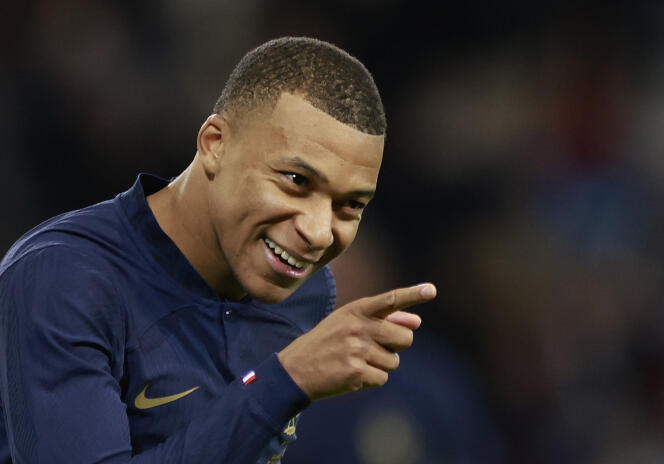 Kylian Mbappé during the France-Scotland friendly match, October 17, 2023, at the Pierre-Mauroy stadium, in Villeneuve-d'Ascq (North).